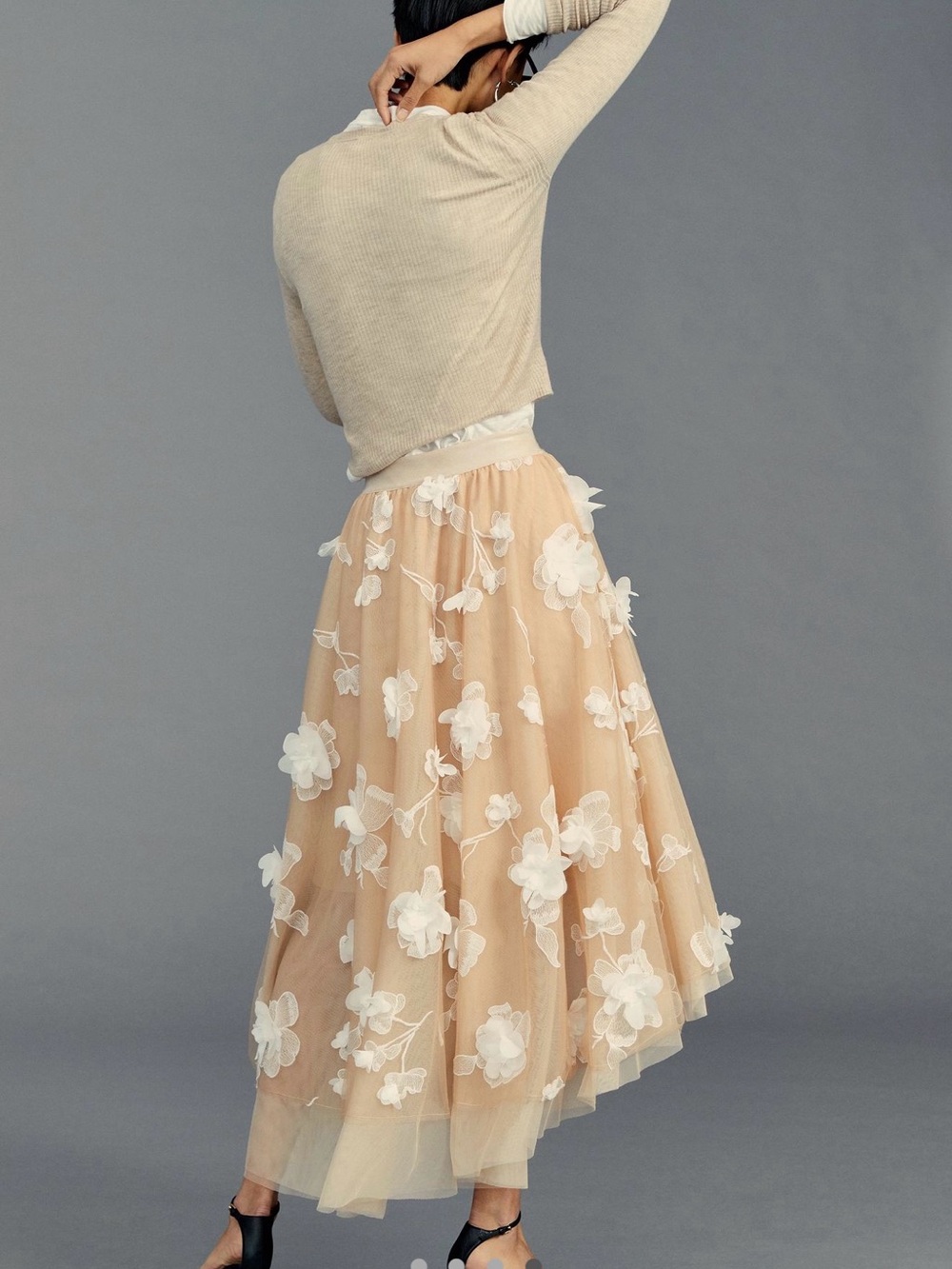 By Anthropologie Tulle Appliqué Skirt - Size Medium - Picture 7 of 7